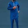 Этническая одежда Кафтан Мужские комплекты одежды Экипировка с вышивкой Карманный топ с длинным рукавом 2 шт. Костюм Костюмы в африканском этническом стиле Мужские традиционные M-4XL 231202