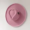 Berets Hats Wide Brim Fedora Heart Crown Felt Hat Womenhat Customized For Men And Women Pink Cowboyhat