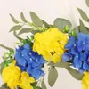 Fleurs décoratives modernes pour l'extérieur, décorations de noël, mur d'hiver pour porte d'entrée de la maison, couronne jaune et bleue pour printemps et été