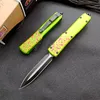 Micro Tech 232-11Z Zombie AUTO Couteau Lame double tranchant de 3,543 pouces, poignées en aluminium, outil d'auto-défense de combat tactique de camping en plein air Couteaux de poche EDC