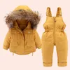 Down Coat Winter Down Jacket For Girl Clothes Kids Overalls Snowsuit Baby Boy Over Coat Toddler Year Clothing Set Parka Real Fur 231202