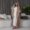 Этническая одежда, открытая спереди Абая для женщин, короткая модная однотонная лоскутная одежда, арабское Дубай, марокканское кимоно Корбан, Ид, исламский халат для аутсайдеров, Абая