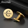 Pendant Necklaces Atoz Personalized Custom Name Cufflinks for Men Shirt Cuff Buttons Big Letter Initials Jewelry Wedding Gifts Accessories 231202