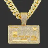 Hot Hip Hop Jewelry Solid 925 Sterling Silver VVS Moissanite Diamond Iced Out Custom Credit Card Pendant With Cuban Link Chain 2xHC