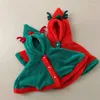 Jaquetas Natal Inverno Bebê Meninos Meninas Manto Casaco Grosso Capas Vermelho / Verde Festival Roupas Cartoon Veado Chifre Com Capuz À Prova de Vento