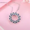 Pendant Necklaces Lab Created Sri Lanka Blue Sapphire 925 Sterling Silver Halo Necklace For Women Christmas Present 231202