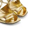 Famous Women Pumps Sandals London ANISE 75 One Pedal Cross Subtle Straps Gold Particulate Glitter Italy Refined Square Head Designer Gift Sandal High Heel Box EU 35-43