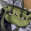 Luxo a birkns bolsa de lona 2024 novo outono e inverno bolsa feminina nicho ins um ombro militar verde crossbody bolsa transporte svg0