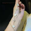 luxury designer van clover bracelet 2024 new four leaf clover white shell microdiamond bracelet highgrade light luxury small and elegant girlfriends bracelet