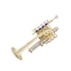 IL Belin Professional BB Piccolo Trumpet mässing Guldlack Surface Trumpet Three Tone Trumpet Högkvalitativ Monel Piston