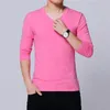 Herr t-skjortor t-shirt varumärke Autumn Winter Men V-ringen Casual Camisetas Korean Style Male Long Sleeve Cotton Tshirt Tops