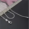 Big Promotions 100 pcs 925 Sterling Silver Smooth Snake Chain Necklace Lobster Clasps Chain Jewelry Size 1mm 16inch --- 30inch