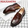 Dress Shoes Penny Loafers Men Casual Slip On Leather Big Size 38-46 Brogue Carving Loafer Driving Party