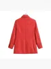 Ternos femininos senhoras moda um botão dourado vermelho solto longo jaquetas outono inverno feamle casual estilo de escritório 2023 blazer sólido outwear