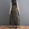 Kvinnors jumpsuits Rompers Summer Ladies Jumpsuits Ankle-Length Loose Wide Leg Jumpsuits Women Floral Print Denim Rompers Vintage Denim Overalls 231202