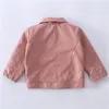 Premium Pu Lapel Yakası Kızlar Deri Giysiler Çocuk Ceketleri 2024 Yeni Bahar Korece Versiyonu Erkek Bebek Deri Ceket