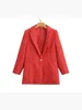 Ternos femininos senhoras moda um botão dourado vermelho solto longo jaquetas outono inverno feamle casual estilo de escritório 2023 blazer sólido outwear