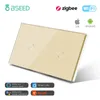 Switches Accessories Bseed Zigbee Smart EU 2 Gang Single Live 157mm Touch Light Switch Alexa Life Compatible Home Decoration 231202