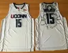 CUSTOM Uconn Huskies 15 Кемба Уокер Колледж Джерси Университет носит темно-синие белые мужские трикотажные изделия для баскетбола NCAA