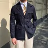 Men Blends Safari Jacket Men Windbreaker Short Loose Casual Overcoat 2023 British Style Slim Suit Collar Vintage Fashion Party Coats Male 231202