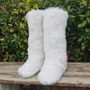 Laarzen Winter Dij Hoge Pluizige Laarzen Dames Harig Nep Vossenbont Lange Warme Schoenen Dames Designer Pluche Kniehoge Bont Laarzen Meisjes 231202