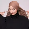 Etniska kläder Easy Wear Jersey Hijabs For Women Soild Color Crisscross Stretchy Cotton Scarf Headband Muslim Headscarf Instant Hijab
