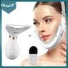 Ansiktsvårdsenheter CKEYIN EMS V FACE SIMMING BELT CHIN CHEEK LIFTING MASSAGER LED PON WRINkle Remover Anti Age Double Chin Borttagning Neck Slimmer 231202