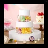 Bakeware Tools Acrylic Cake Display Board Round Tray Diy Refillable Base Clear Stand 15x15x5cm