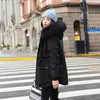 Kadın Trençkotları Kış Kadın Uzun Parkas Pamuk Ceket Artı Kapüşonlu Velvet İç Pembe Ceket Katı Bayan Ceketler