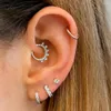Hoop Earrings MC S925 Sterling Silver Body Piercing Cartilage Round Nose Ring Earring For Women Pink Blue Zircon Jewelry Ear Buckle Gifts