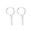 Hoop Earrings 2023 Simple Design Silver Color Strip Shape For Women's Ear Jewelry Female Birthday Party Gift