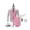 Costumes pour hommes beau costume rose mince jeunesse coréenne affaires décontracté homme robe de mariée du marié présentateur