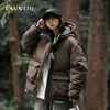 Parkas pour hommes Dragon Mountain épais coton manteau 2023 hiver chaleur surdimensionné asymétrique poche à capuche coton manteau Ashq