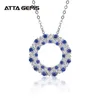 Pendant Necklaces Lab Created Sri Lanka Blue Sapphire 925 Sterling Silver Halo Necklace For Women Christmas Present 231202