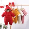 Rompers 2023 born Hooded Plus Velvet Warm Boys Snowsuit Toddler Snow Suit Baby Girl clothes Cotton Overalls born Jumpsuit 231202