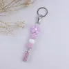 Colorful Cartoon Flower Handmade Beaded Silicone Key Chains Beaded Tassel Keyring Women Men Car Bag Pendant Key Chains