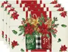 Table Mats Noel Joy Vase Poinsettia Christmas Placemats Set Of 4 12x18 In Gingerbread Xmas Winter For Party Kitchen Dining Decor