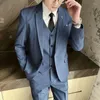 Men's Suits High-end (Blazer Vest Western Pants)2023 Slim Business Personality Trend Wedding Groom Suit Blazer Three-piece Set