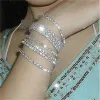 Luxe Zirkoon Kristal Elastische Armband Bling Iced Out Strass Armband voor Vrouwen Bruiloft Sieraden Bangle Punk Moeders Dag Cadeau