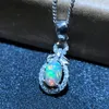 Halsketten mit Anhänger, Feuerwerk, leuchtender Opal für Halskette aus Damenschmuck, 925er Silber, zertifizierter natürlicher Edelstein, Geburtstags-Christus-Geschenk, Stil 231202