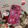 Linda caja de teléfono coreana Dibujos animados Navidad Elk Caja colgante iPhone 15 14 13 11 Pro Max X XR Santa Claus Llavero Soft Shock Cover 231104