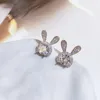 Moda feminina 925 brincos de prata esterlina orelha studs designer dos desenhos animados brincos de cristal brincos de diamante para mulheres festa de casamento jóias