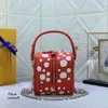 Chain Toiletry Women Mini Handbags D Painted Dots Print Cosmetic Tote Makeup Bag Square Designer Wash Bags Canvas Genuine Leather