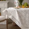 Bordslöpare Luxury Lace Tracloth för vardagsrum sovrum täcker party tyg amerikansk vit broderdekoration 231202