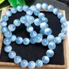 Bangle Natural Aquamarine Armband Fortune Energy Mineral String Woman Amulet smycken Healing Gift 9/10mm 1st