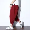 Pantalons pour hommes été coton sarouel hommes Vintage croix couleur unie pantalon hommes décontracté mollet longueur mâle Harajuku Streetwear