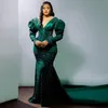 Vert émeraude Aso Ebi grande taille robes de soirée manches longues coloré strass sirène fête d'anniversaire robe de bal pour les filles noires deuxième réception soirée ST571