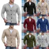 Camisolas masculinas Mens Sweater Cardigan Casaco de Malha Cabo Malha Xaile Collar Solto Fit Manga Longa Casual Cardigans Pull Homme Hiver