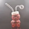 Preço de fábrica Queimador de óleo de vidro Bong 3D Cute Little Bear Espessura Ash Catcher Hookah Dab Rig Bongos de água para ferramenta de fumante com pote de óleo substituível