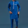 Этническая одежда Кафтан Мужские комплекты одежды Экипировка с вышивкой Карманный топ с длинным рукавом 2 шт. Костюм Костюмы в африканском этническом стиле Мужские традиционные M-4XL 231202